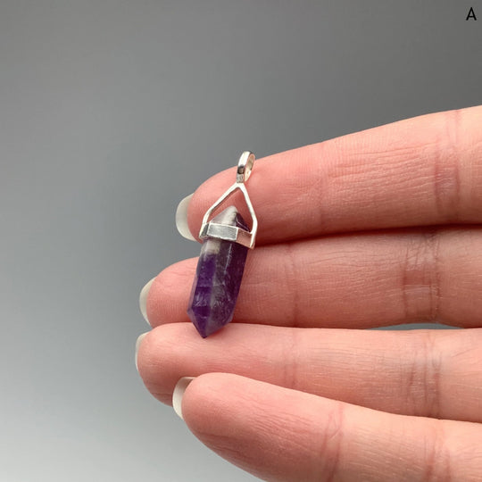 Chevron Amethyst Double Terminated Point Pendant