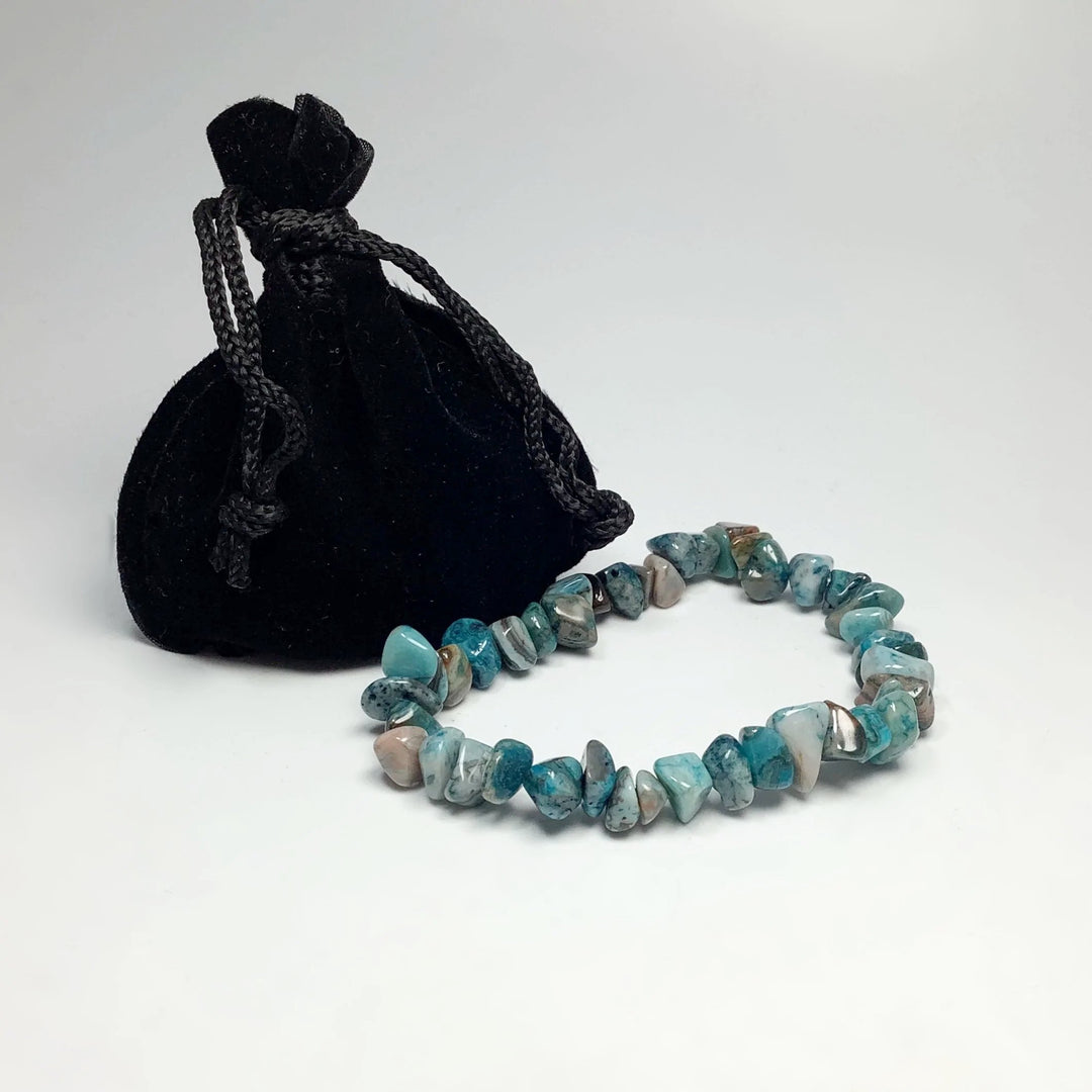 Blue Crazy Lace Agate Chip Beaded Bracelet