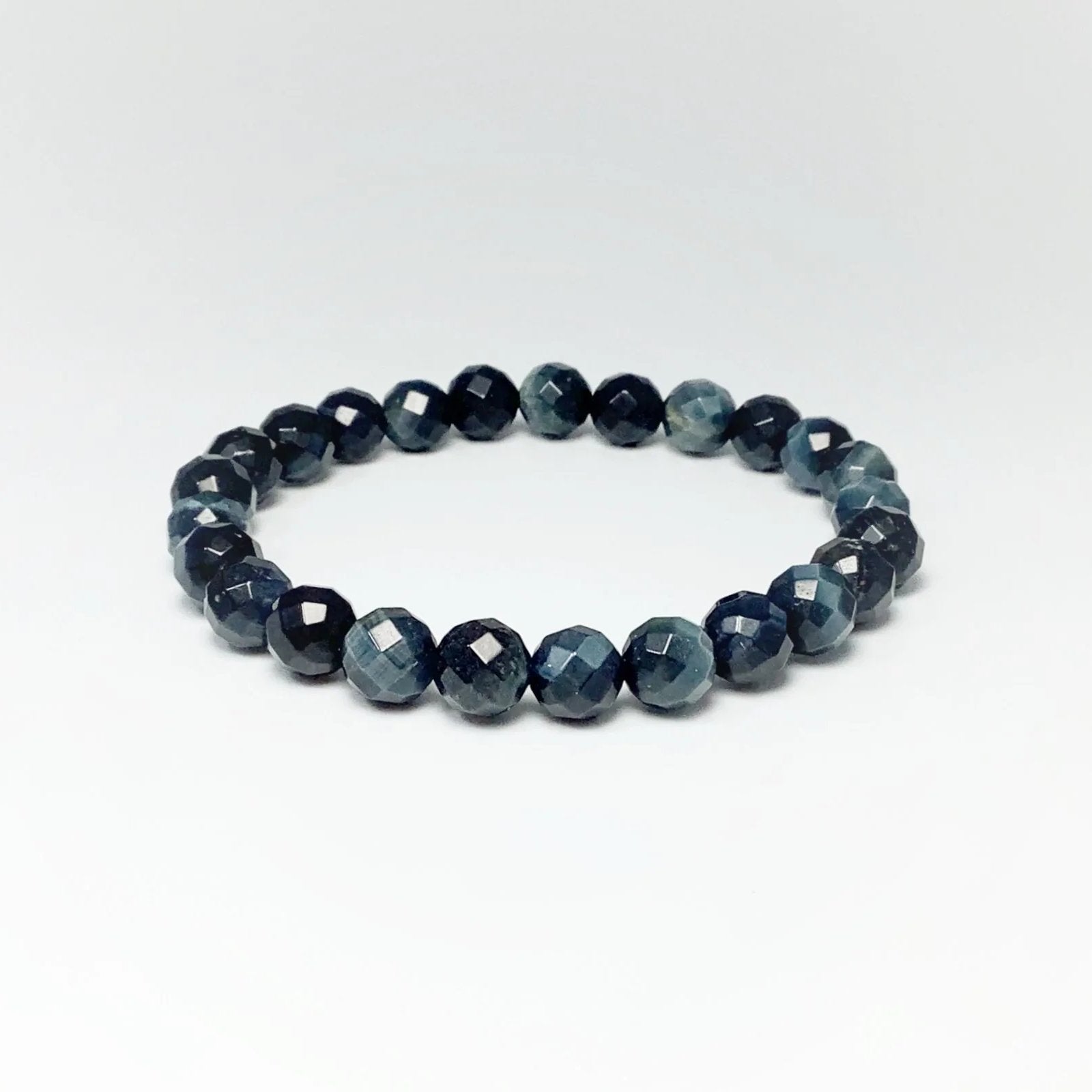 Blue Tiger Eye Faceted Beaded Bracelet