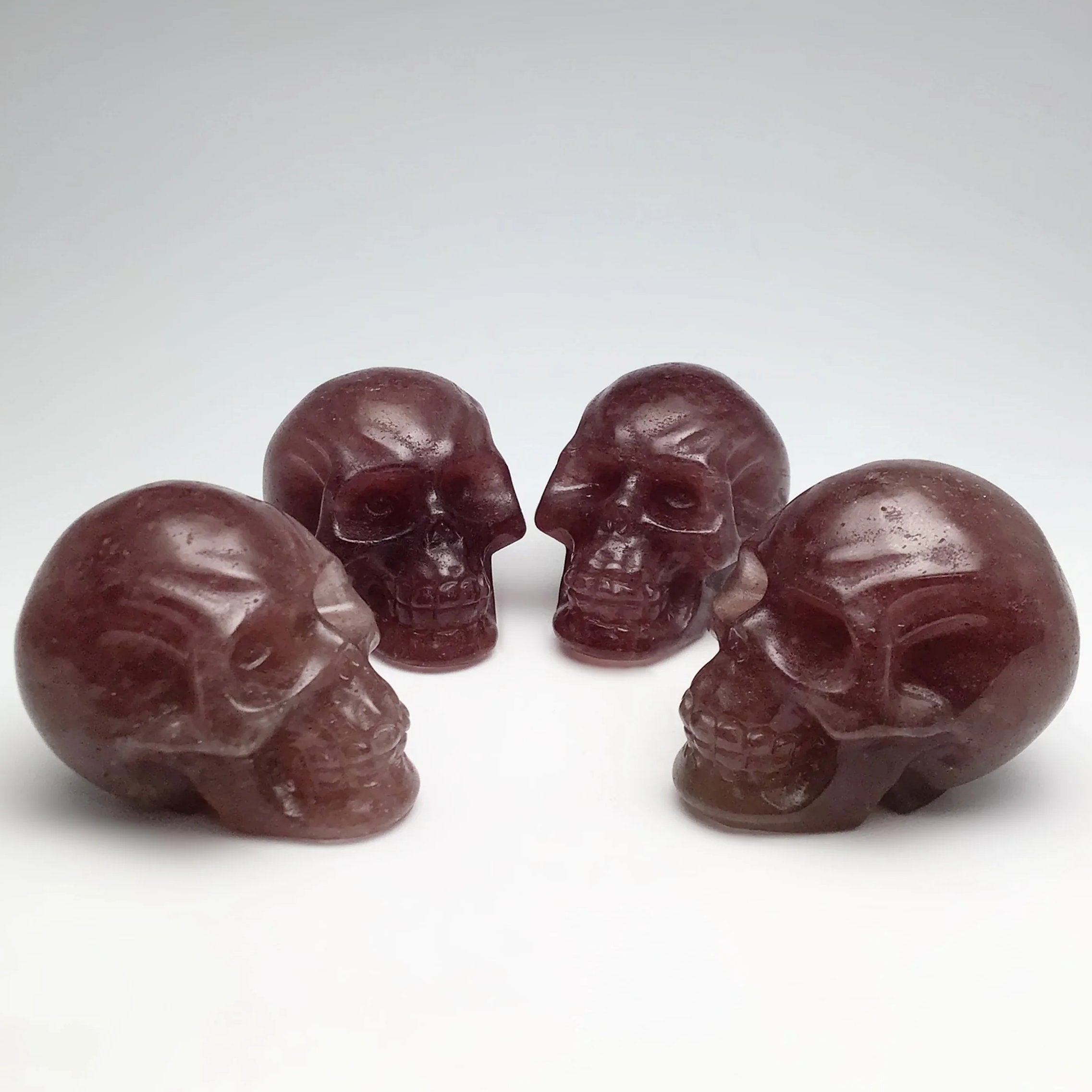 Carved Strawberry Quartz Skull at $69 Each