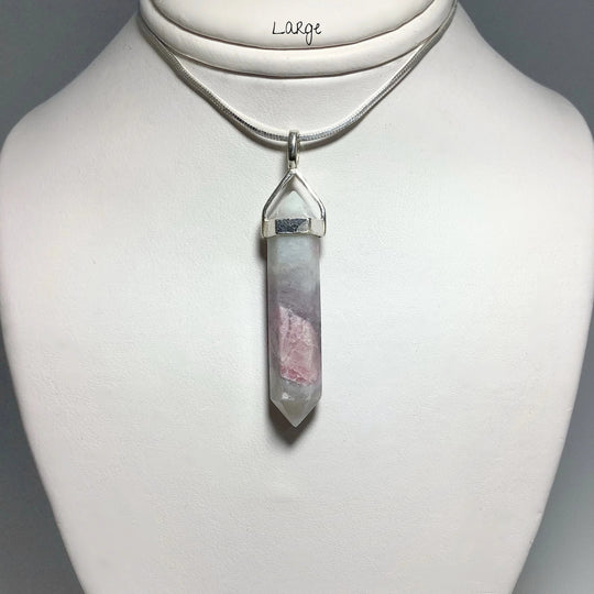 Quartz with Pink Tourmaline Double Terminated Point Pendant