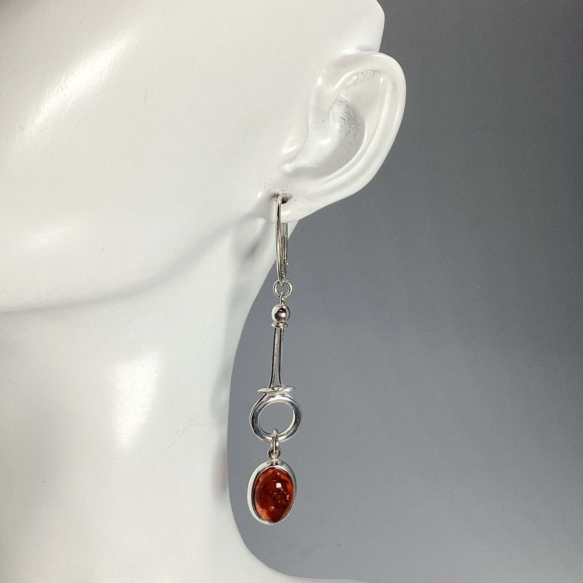 Cognac Amber Dangle Earrings