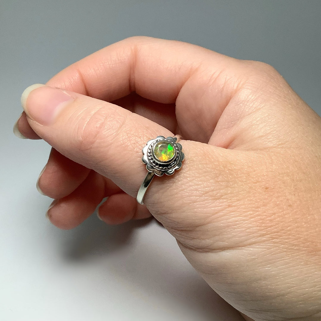 Faceted Ethiopian Fire Opal Ring