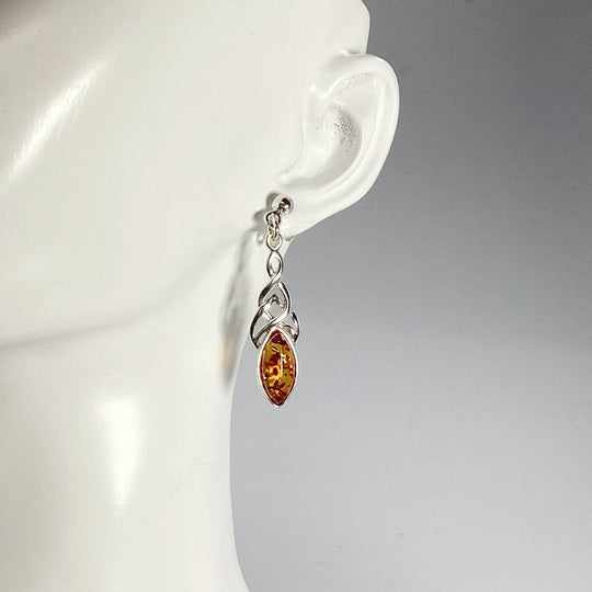 Cognac Amber Stud Earrings