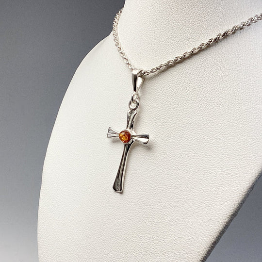 Cognac Amber Cross Pendant