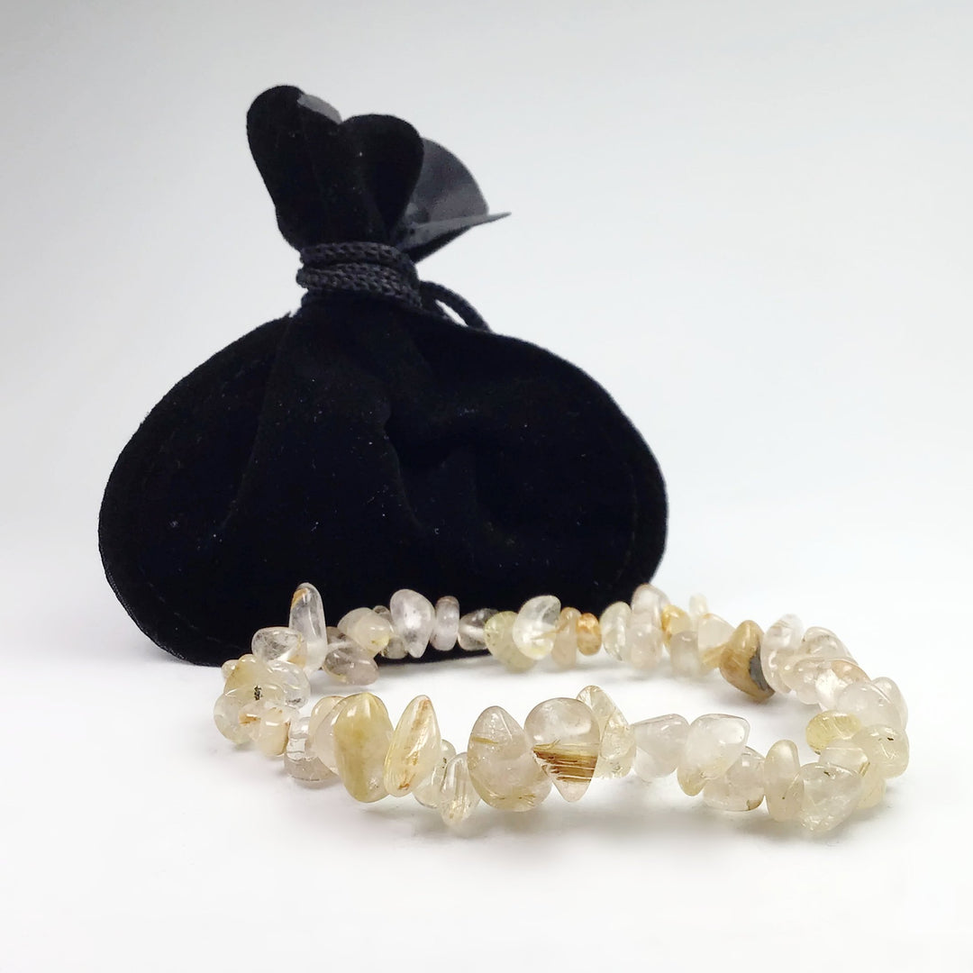 Rutilated Quartz Chip Beaded Bracelet