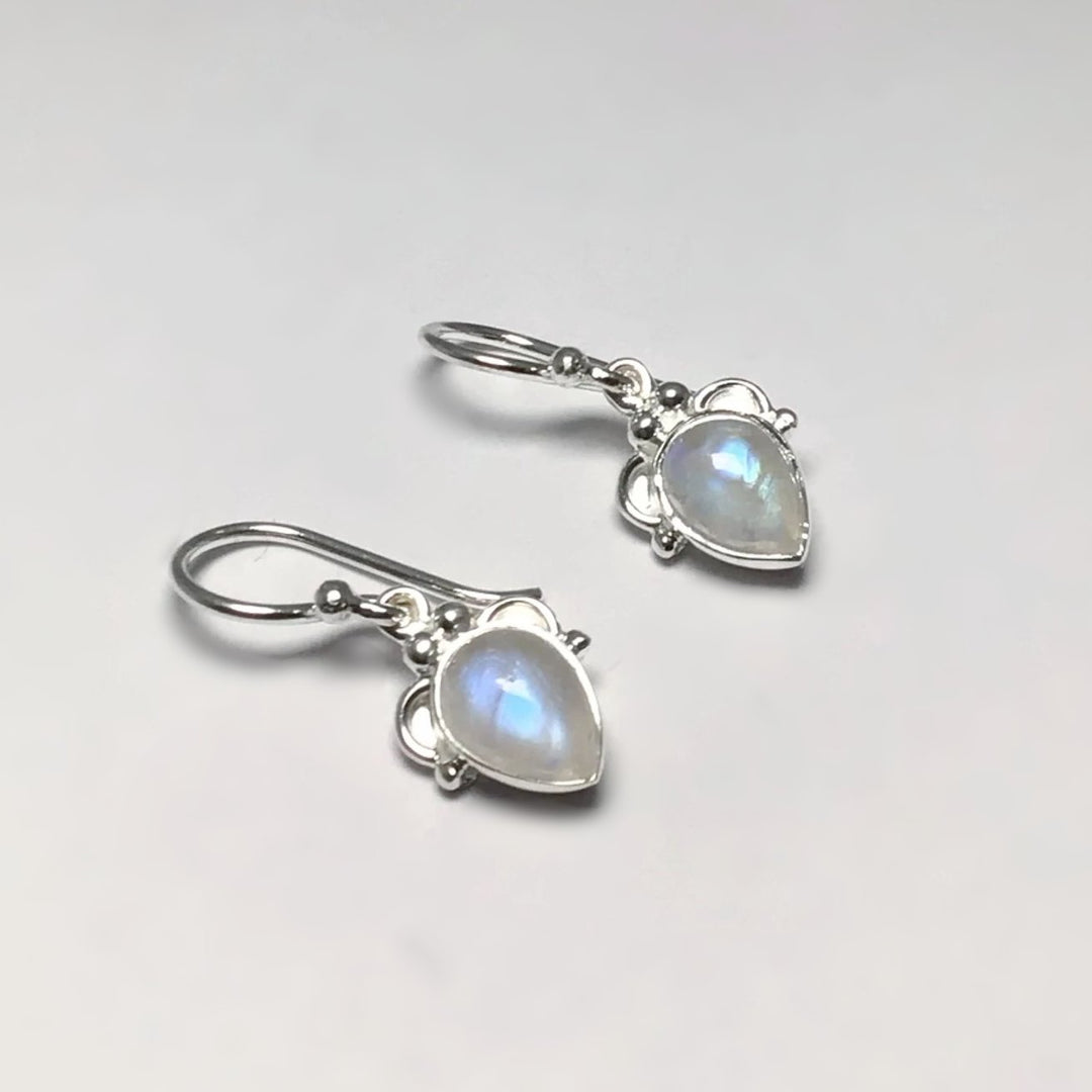 Rainbow Moonstone Dangle Earrings