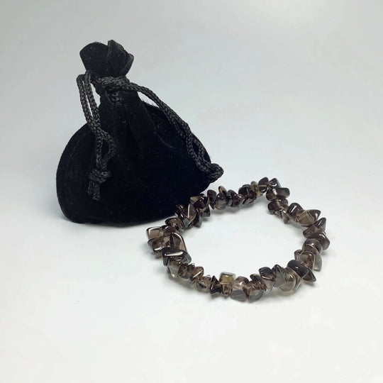 Smoky Quartz Chip Beaded Bracelet