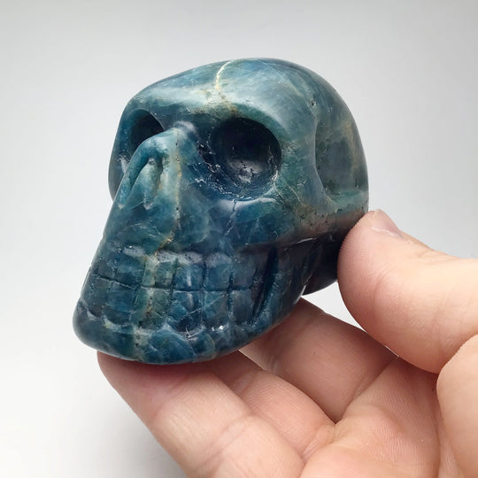 Carved Blue Apatite Skull