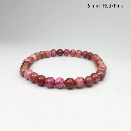 Pink Crazy Lace Agate Beaded Bracelet