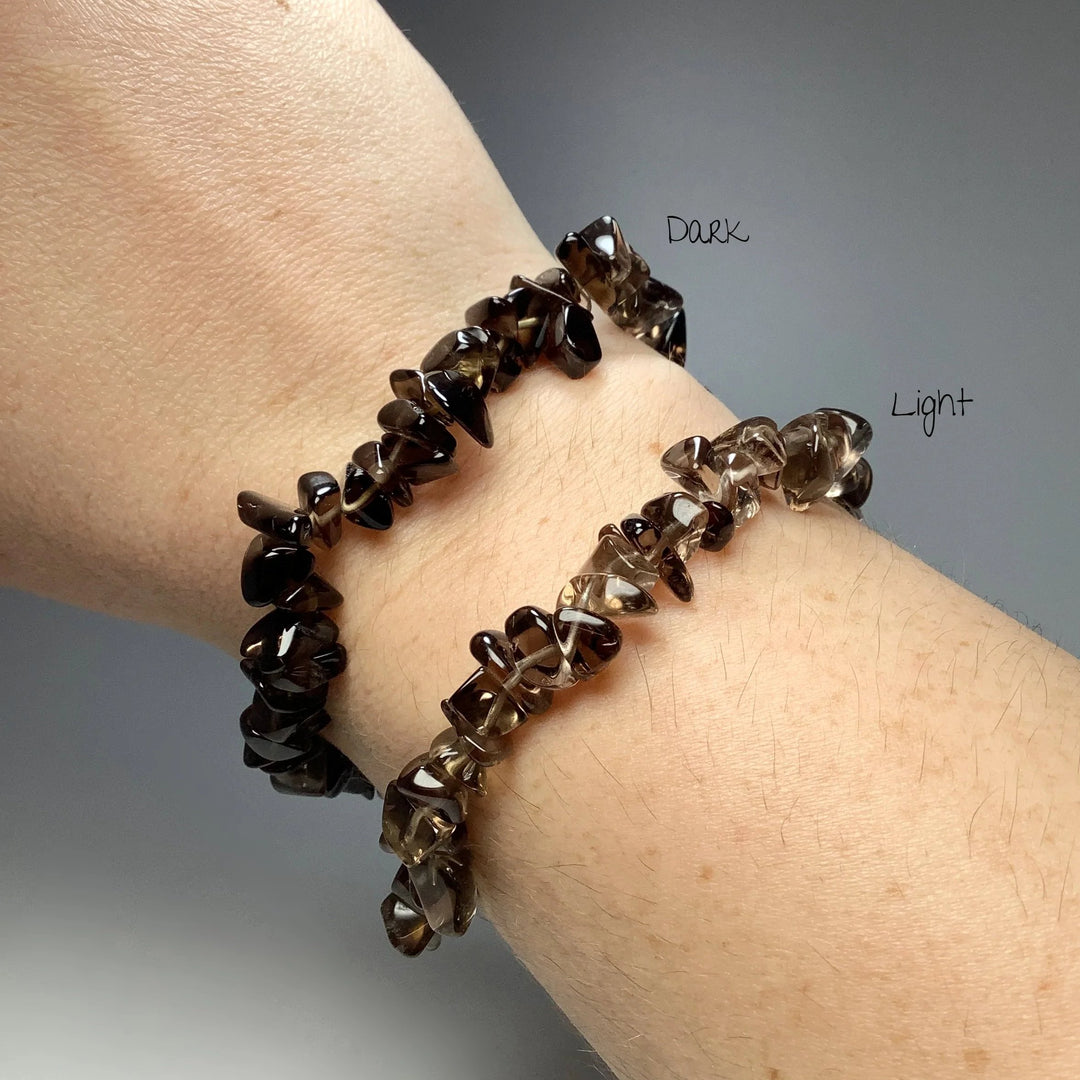 Smoky Quartz Chip Beaded Bracelet