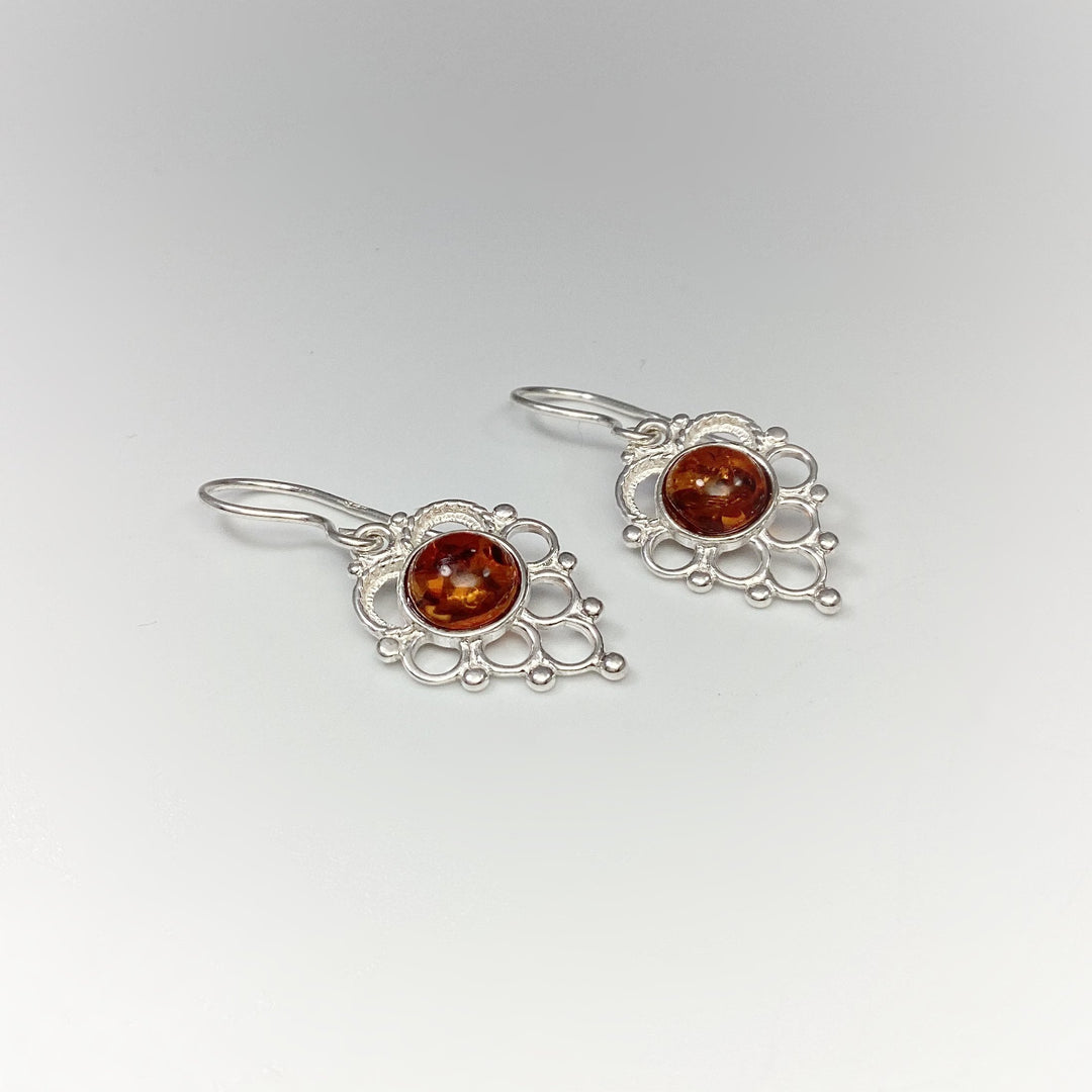 Cognac Amber Dangle Earrings