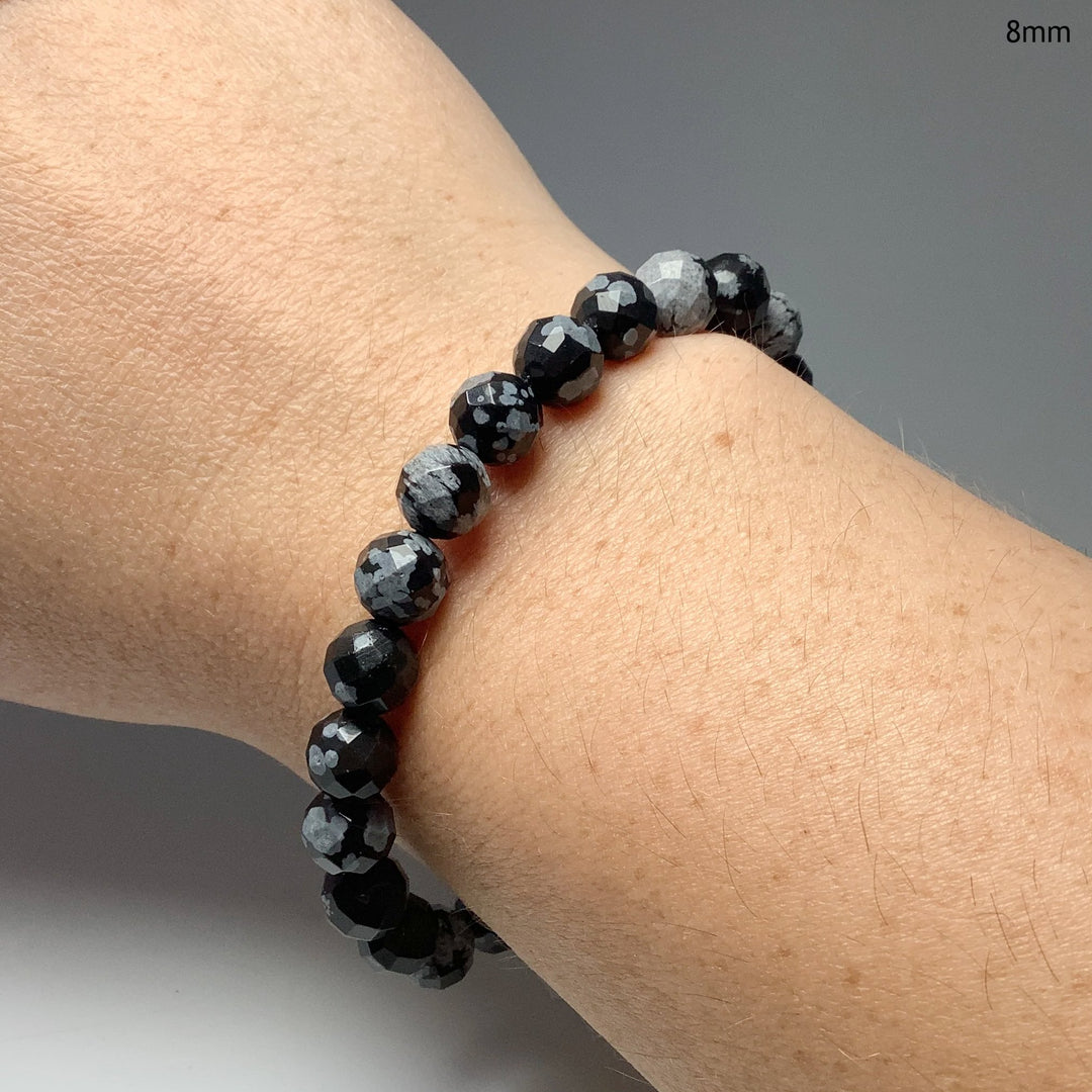 Snowflake Obsidian Faceted Beaded Bracelet