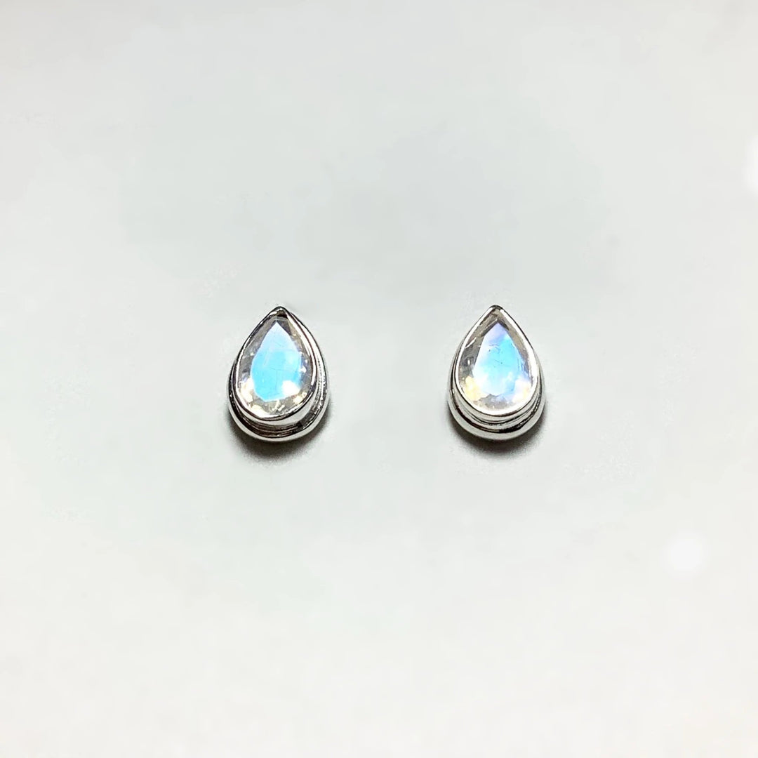 Rainbow Moonstone Stud Earrings