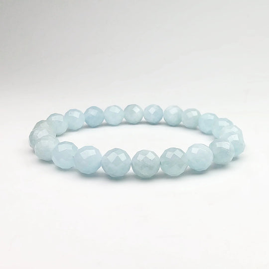 Aquamarine Faceted Beaded Bracelet