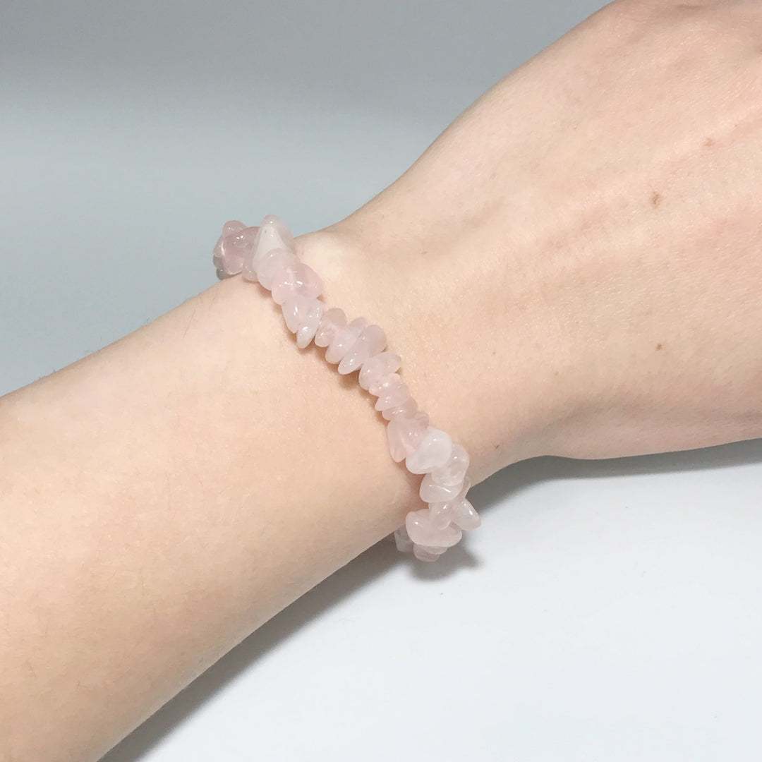 Rose Quartz Chip Beaded Bracelet