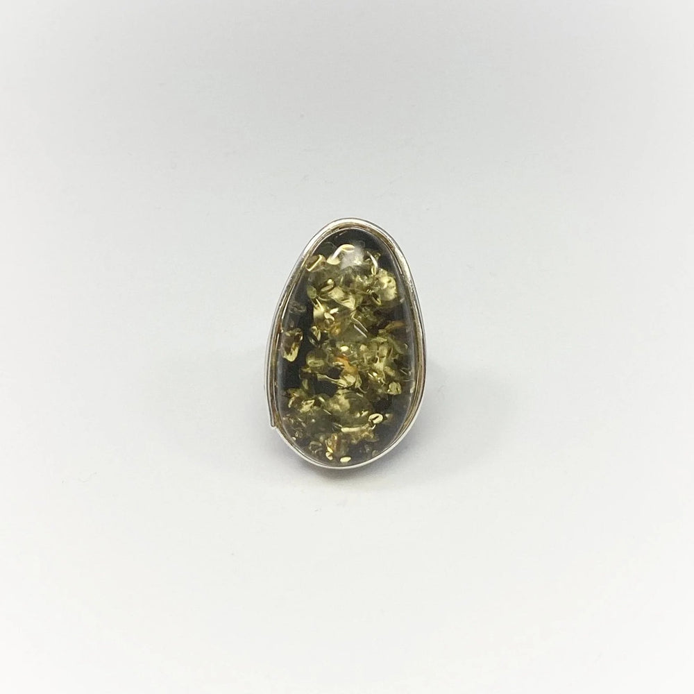 Green Amber Ring