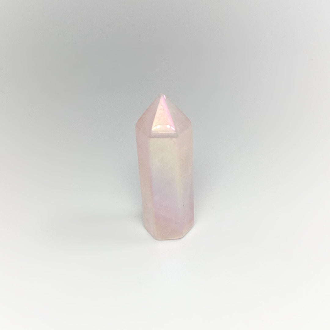 Polished Opalescent Rose Quartz Point at $39 Each