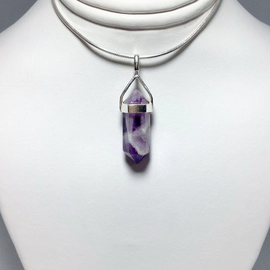 Chevron Amethyst Double Terminated Point Pendant