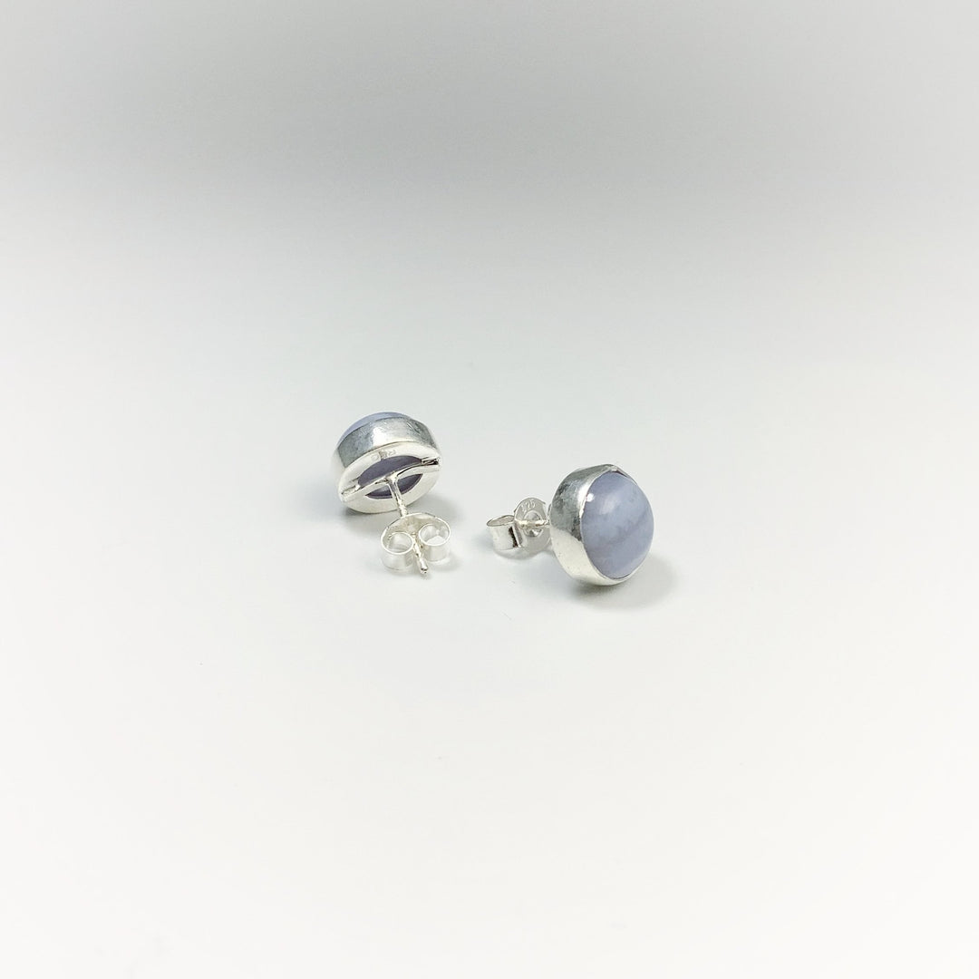 Blue Lace Agate Stud Earrings