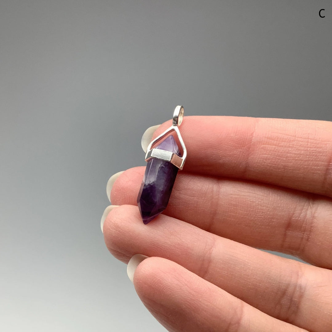 Chevron Amethyst Double Terminated Point Pendant