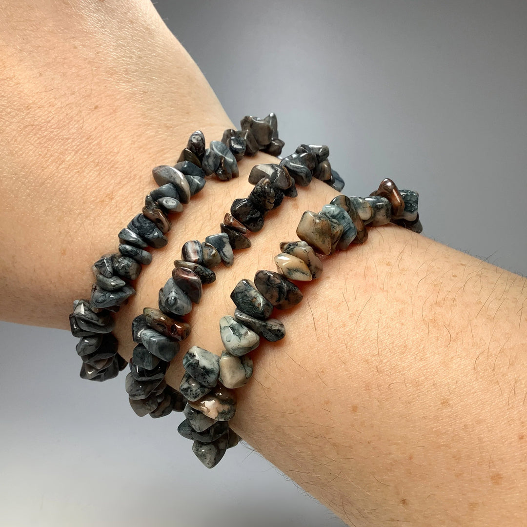 Black Crazy Lace Agate Chip Beaded Bracelet