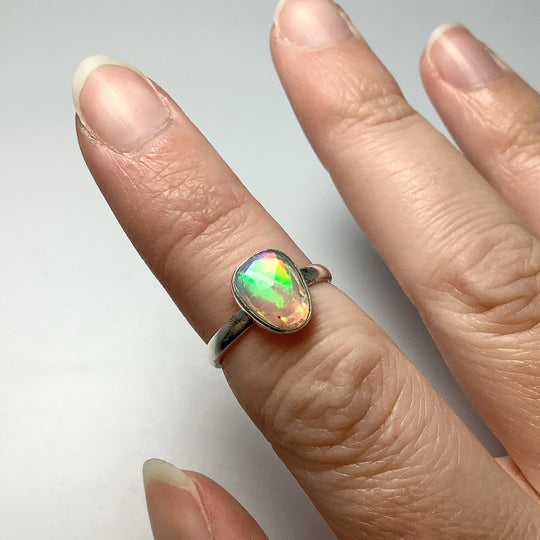 Faceted Ethiopian Fire Opal Ring