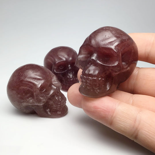 Carved Strawberry Quartz Skull at $69 Each