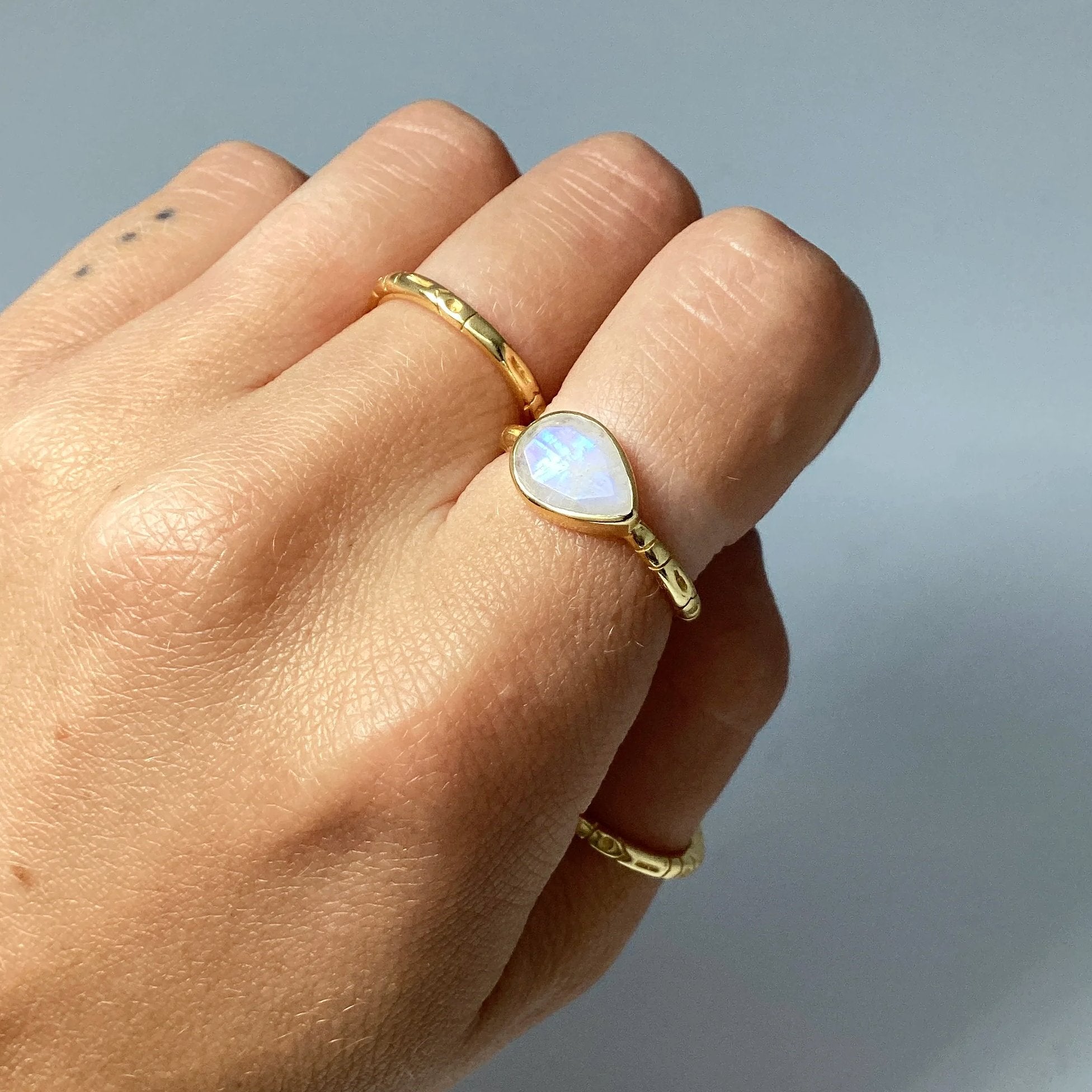 Rainbow Moonstone Ring