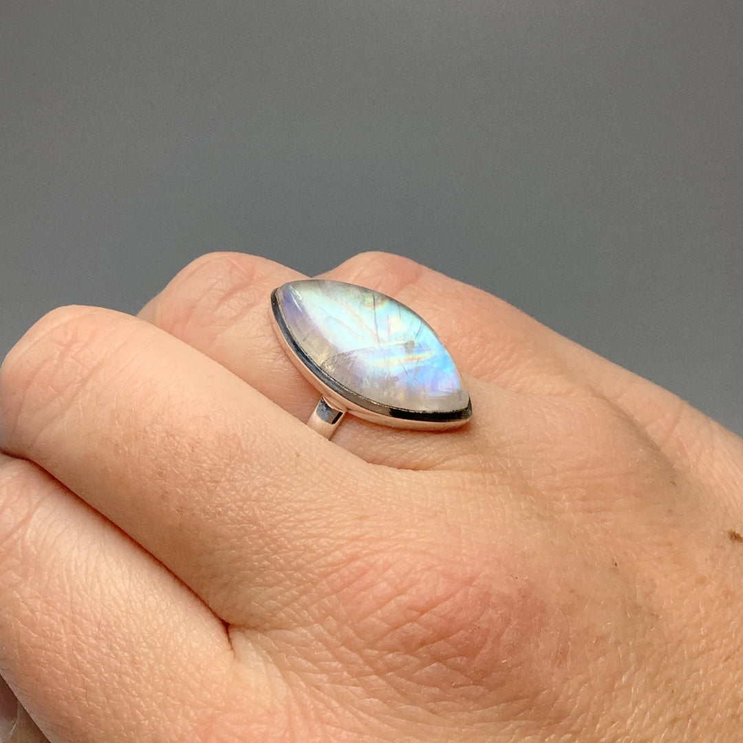 Rainbow Moonstone Ring - Size 8