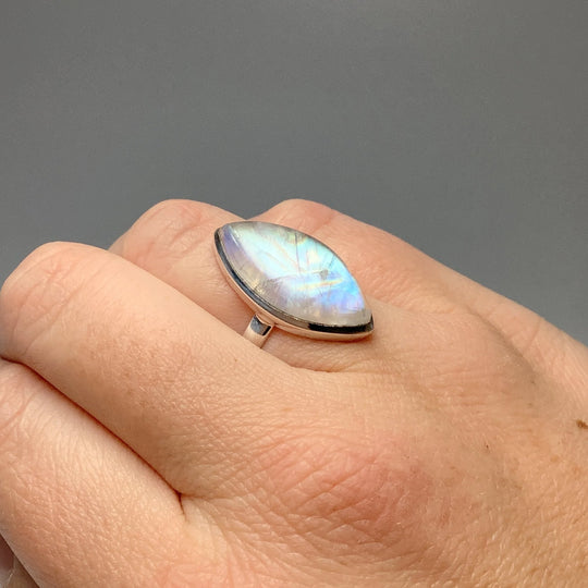 Rainbow Moonstone Ring - Size 8