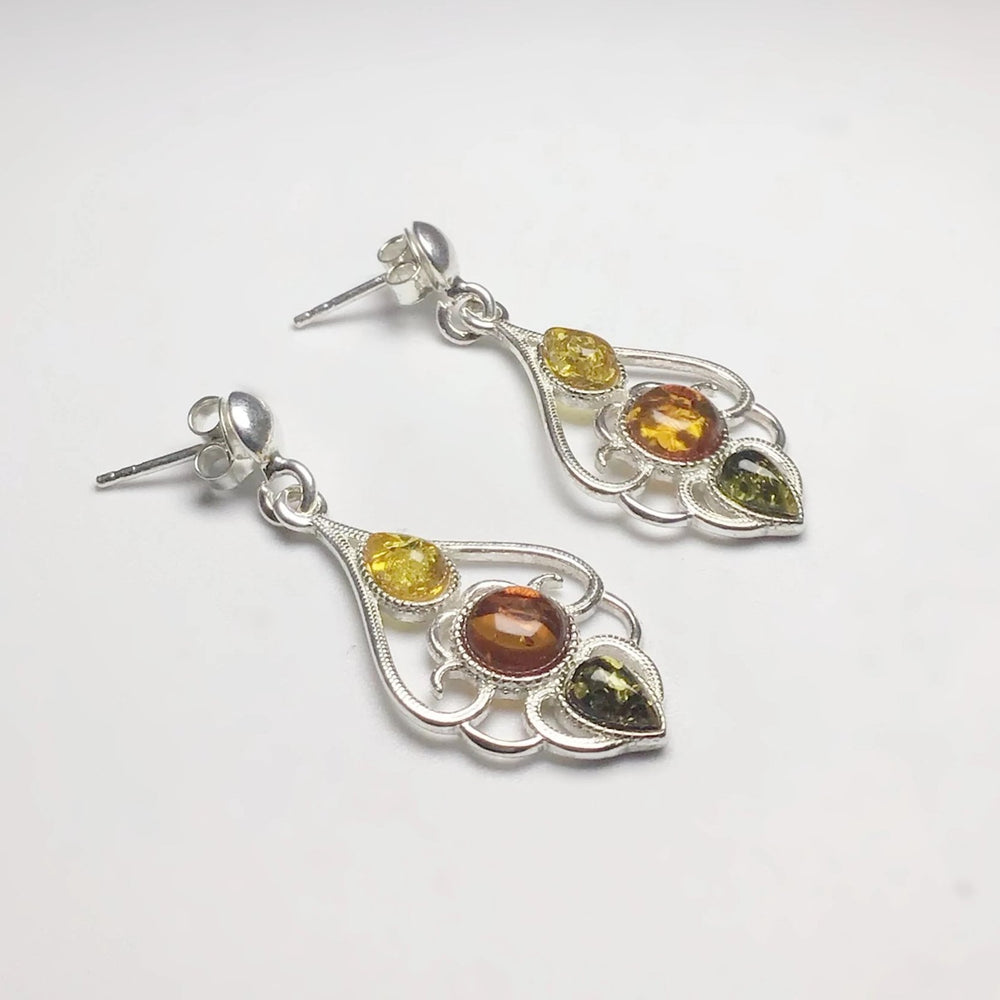 Mixed Amber Stud Earrings