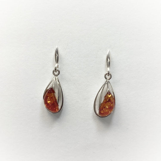 Cognac Amber Stud Earrings