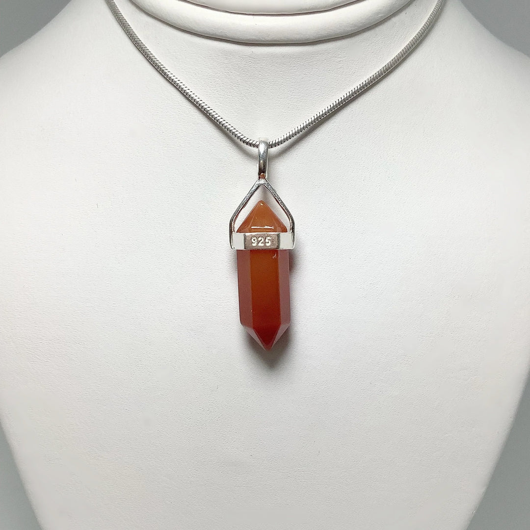 Carnelian Agate Double Terminated Point Pendant