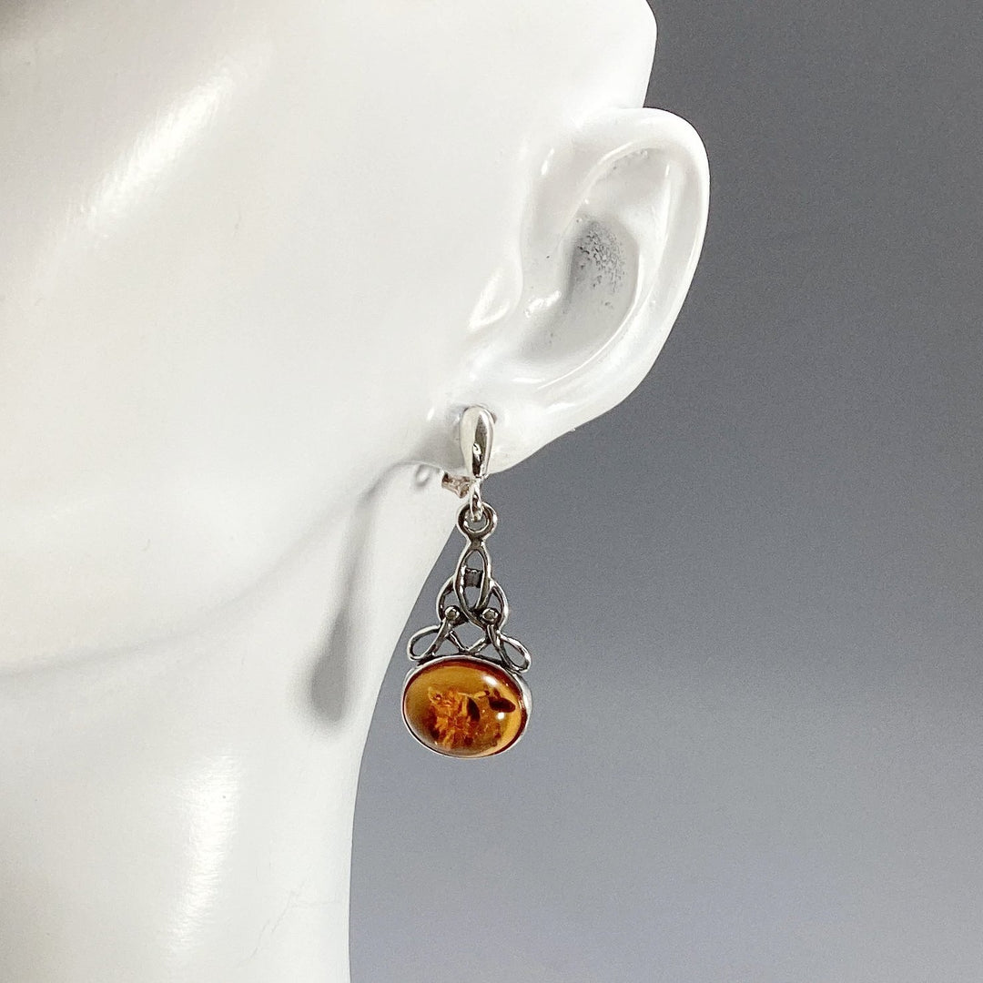 Cognac Amber Stud Earrings