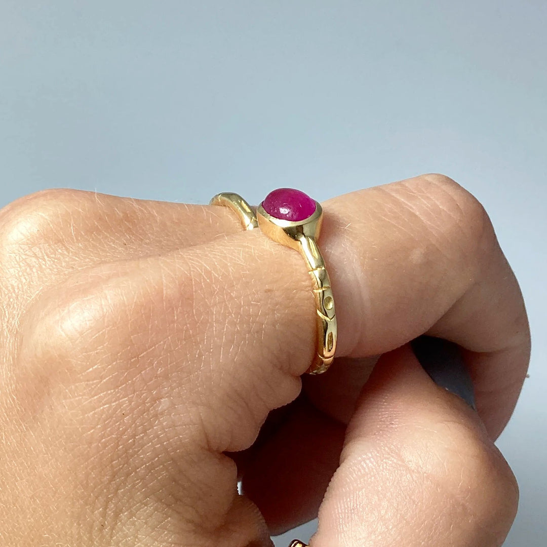 Pink Jade Gold Finish Ring