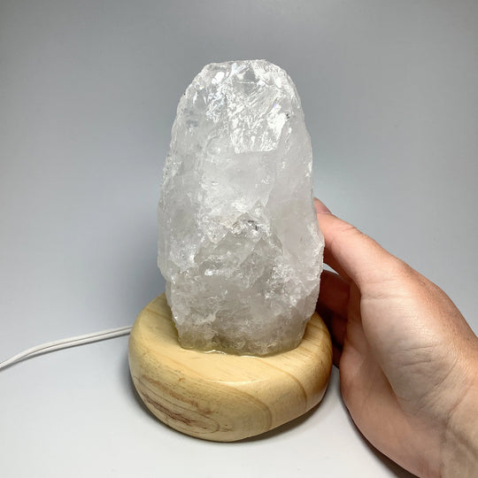 Quartz Lamp with Wooden Base