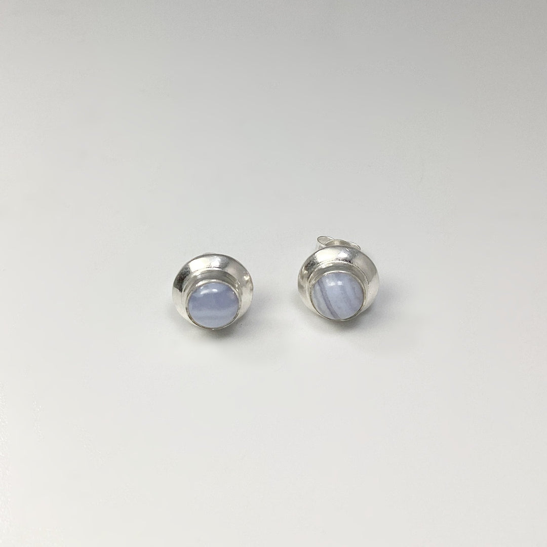 Blue Lace Agate Stud Earrings