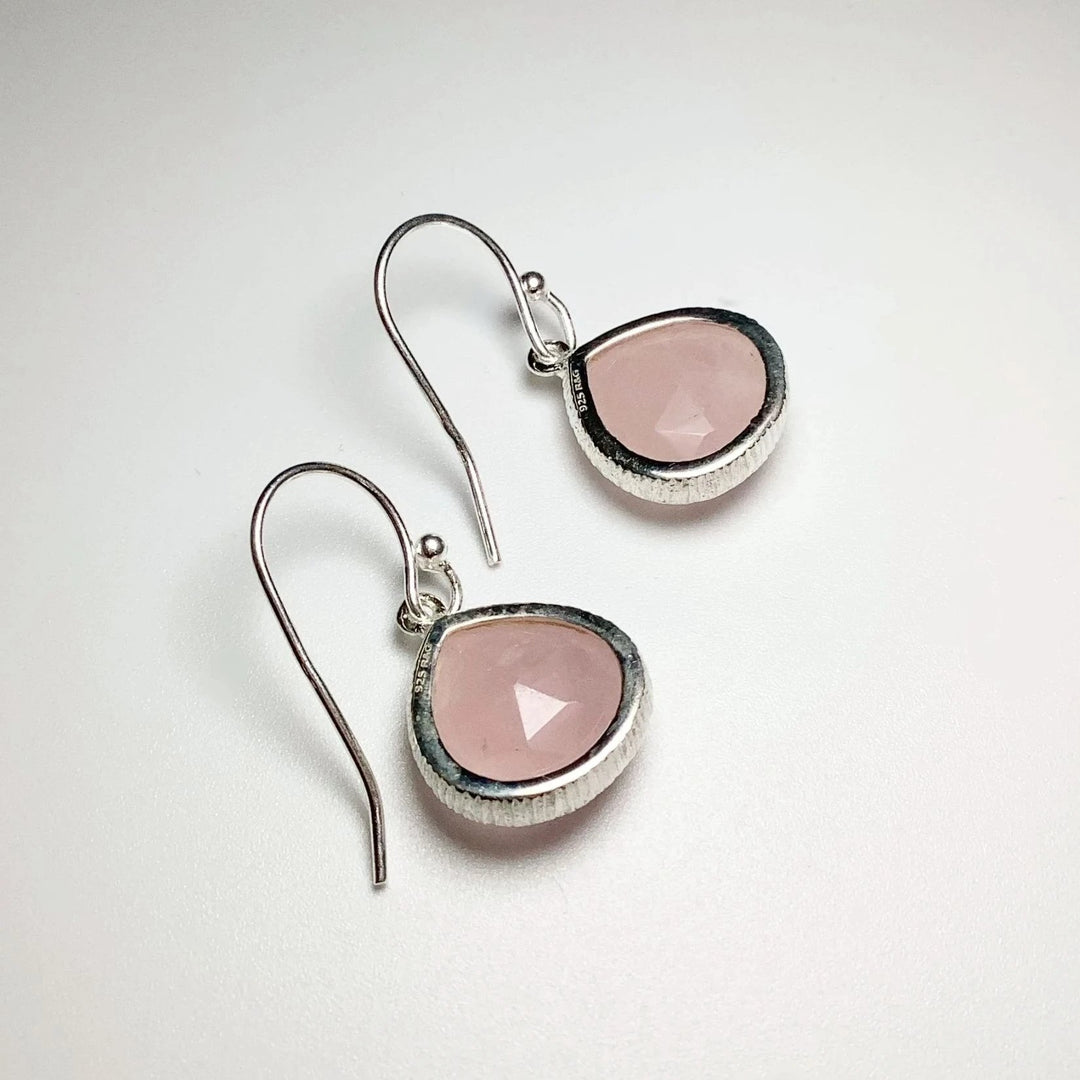 Rose Quartz Faceted Dangle Earrings