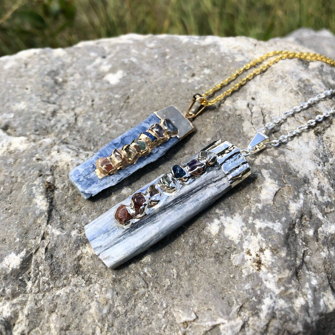 Kyanite with Chakra Gemstones Necklace