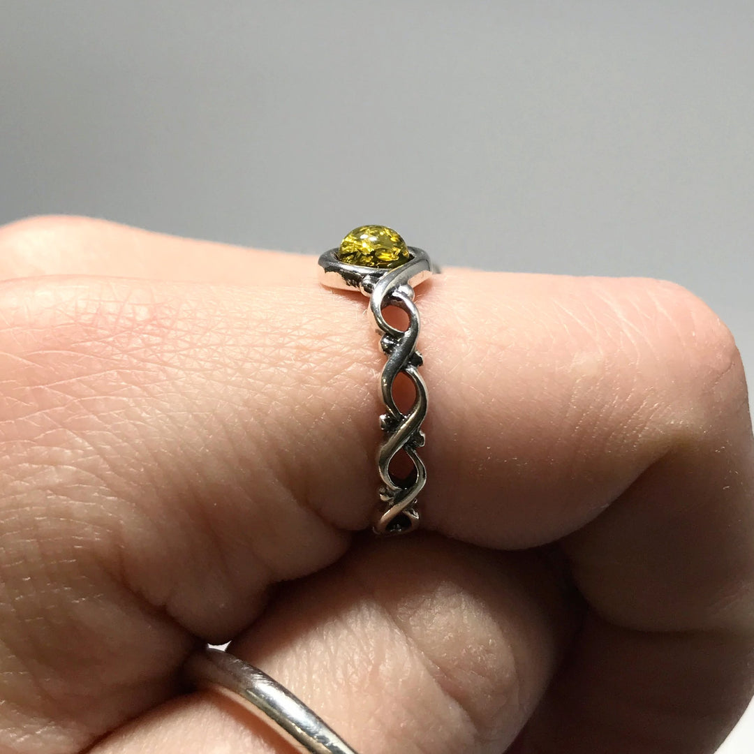 Green Amber Ring