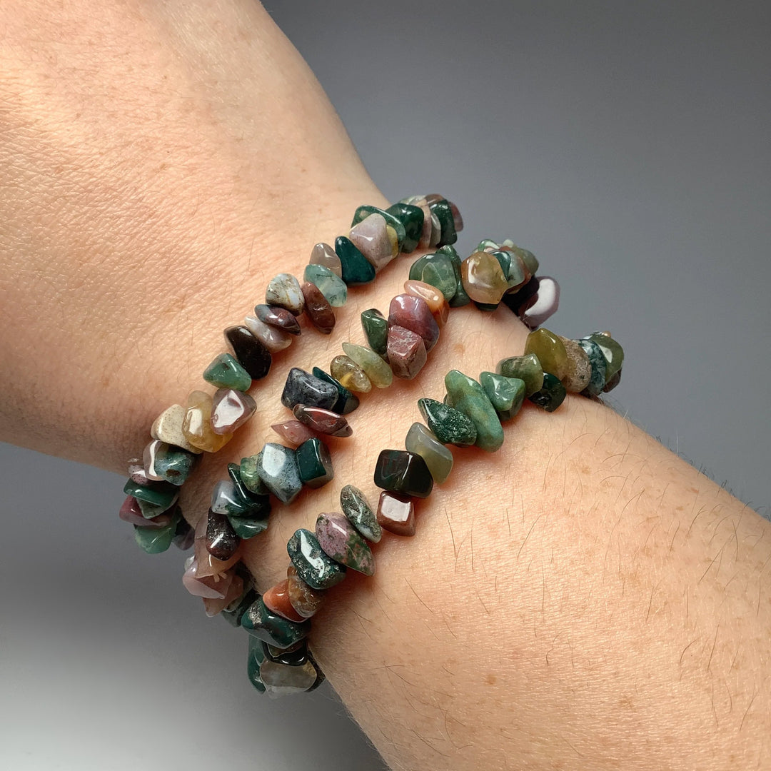 Indian Agate Chip Beaded Bracelet