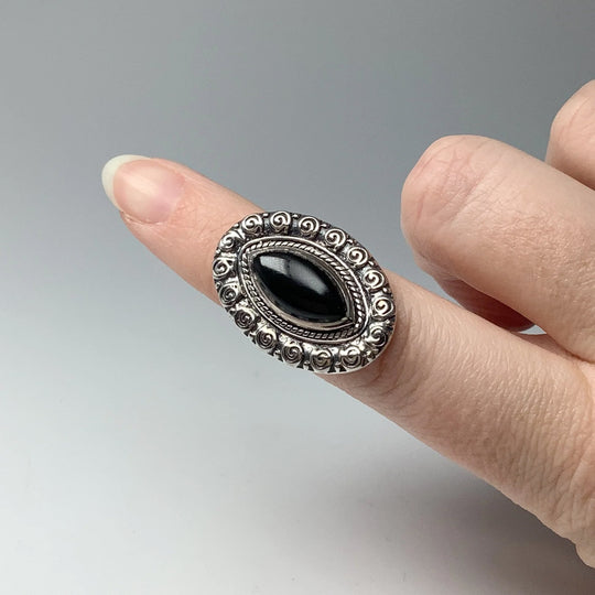 Black Onyx Bohemian Style Ring