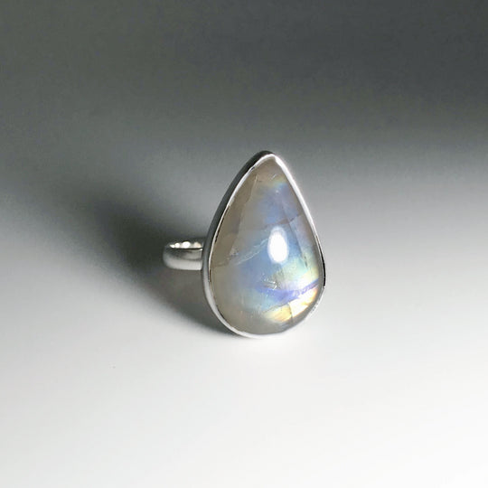 Rainbow Moonstone Ring - Size 8.5