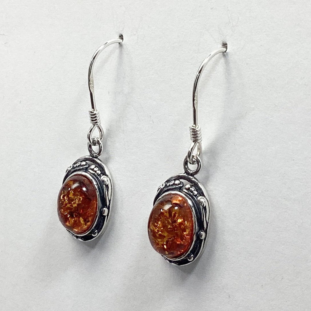 Cognac Amber Dangle Earrings