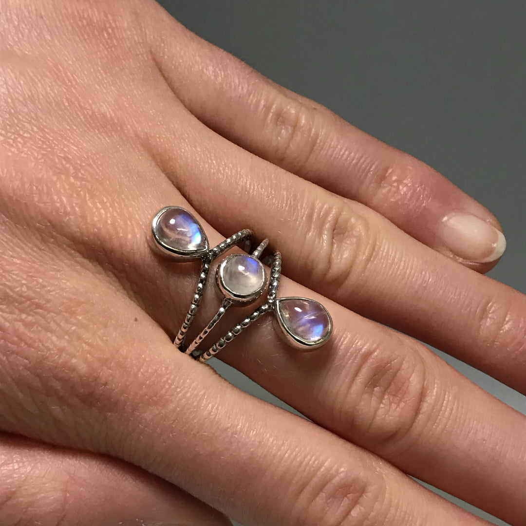 Rainbow Moonstone Ring - Size 9