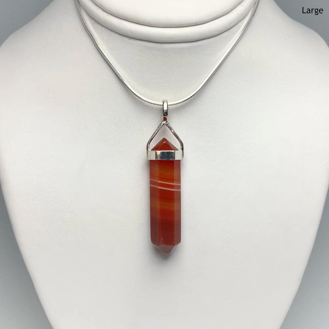 Banded Carnelian Agate Double Terminated Point Pendant