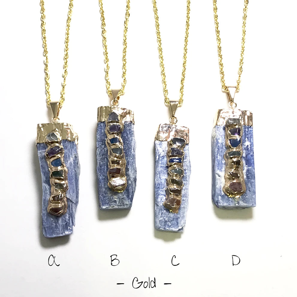 Kyanite with Chakra Gemstones Necklace