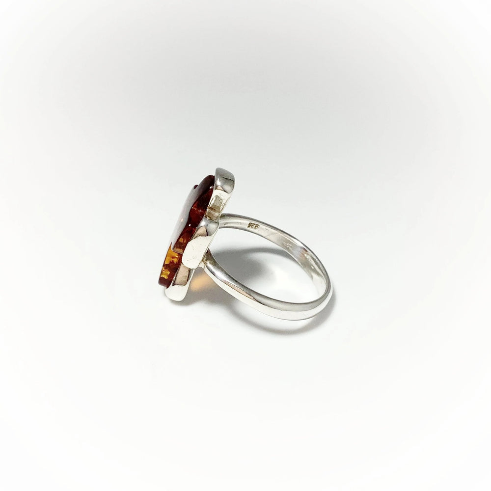 Cognac Amber Cross Ring