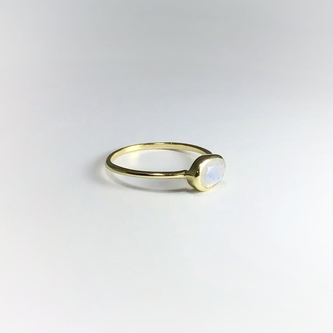 Rainbow Moonstone Gold Finish Ring